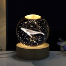 Creative 3D Laser Carved Crystal Ball Bedroom Small Night Lamp